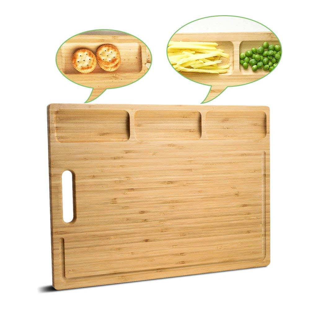 OEM Bamboo Wood Vegetables Fruits Kitchen Implement Large Bamboo Serving Tray